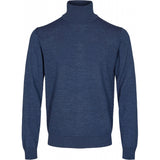 2Blind2C Kees Merino Rollneck with Structure Knitwear MBL Mid Blue